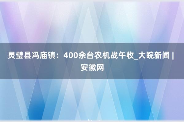 灵璧县冯庙镇：400余台农机战午收_大皖新闻 | 安徽网