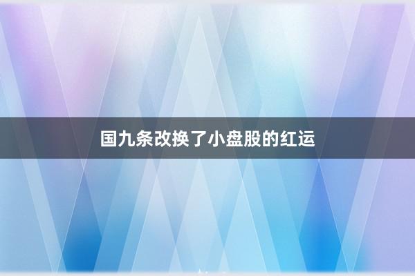 国九条改换了小盘股的红运