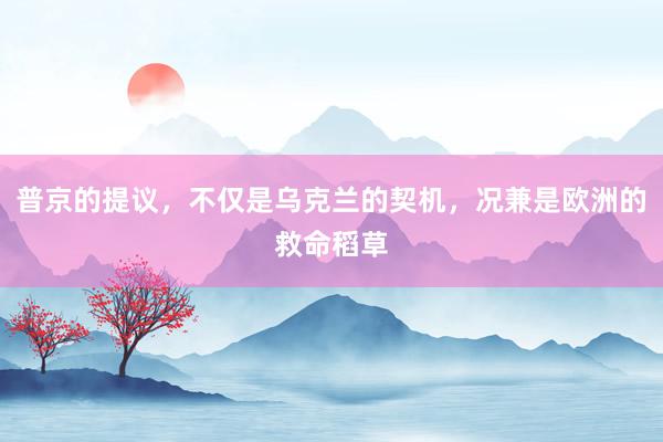 普京的提议，不仅是乌克兰的契机，况兼是欧洲的救命稻草