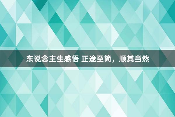 东说念主生感悟 正途至简，顺其当然