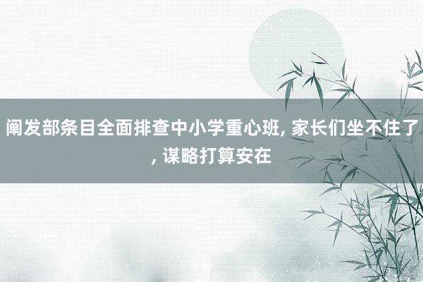 阐发部条目全面排查中小学重心班, 家长们坐不住了, 谋略打算安在