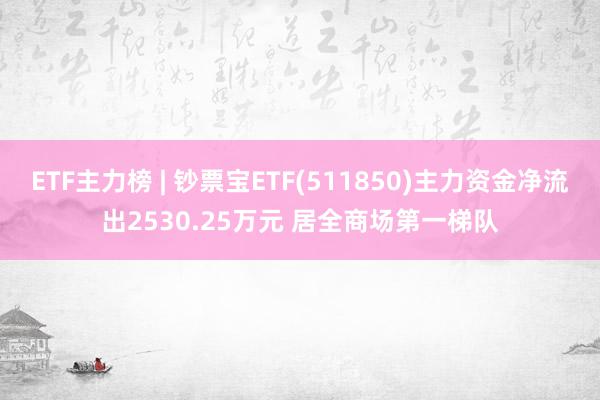 ETF主力榜 | 钞票宝ETF(511850)主力资金净流出2530.25万元 居全商场第一梯队