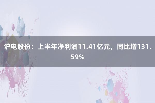 沪电股份：上半年净利润11.41亿元，同比增131.59%