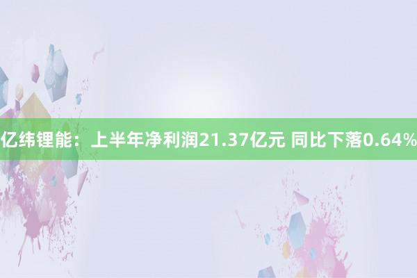 亿纬锂能：上半年净利润21.37亿元 同比下落0.64%