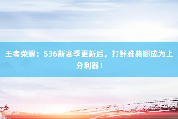 王者荣耀：S36新赛季更新后，打野雅典娜成为上分利器！