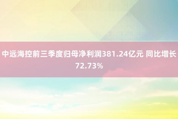 中远海控前三季度归母净利润381.24亿元 同比增长72.73%