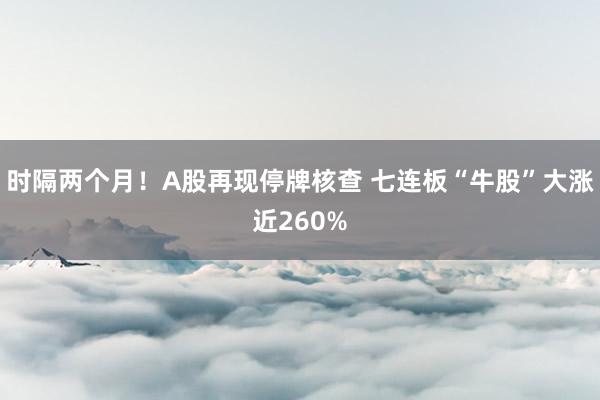 时隔两个月！A股再现停牌核查 七连板“牛股”大涨近260%